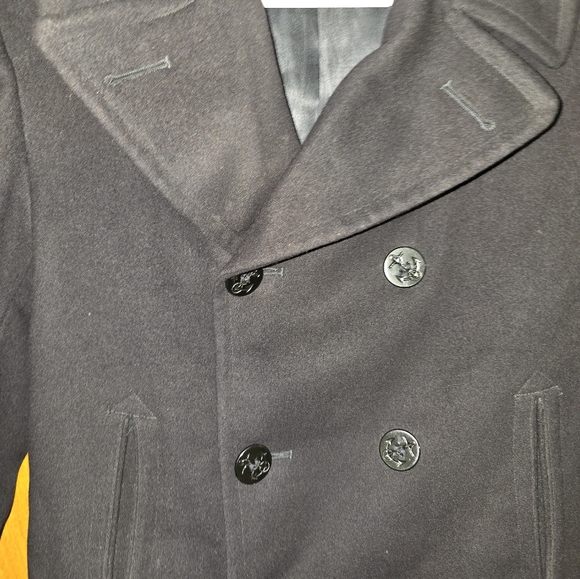 Vintage U.S. Navy Dark Blue Collared Jacket Coat Wool - Picture 5 of 12